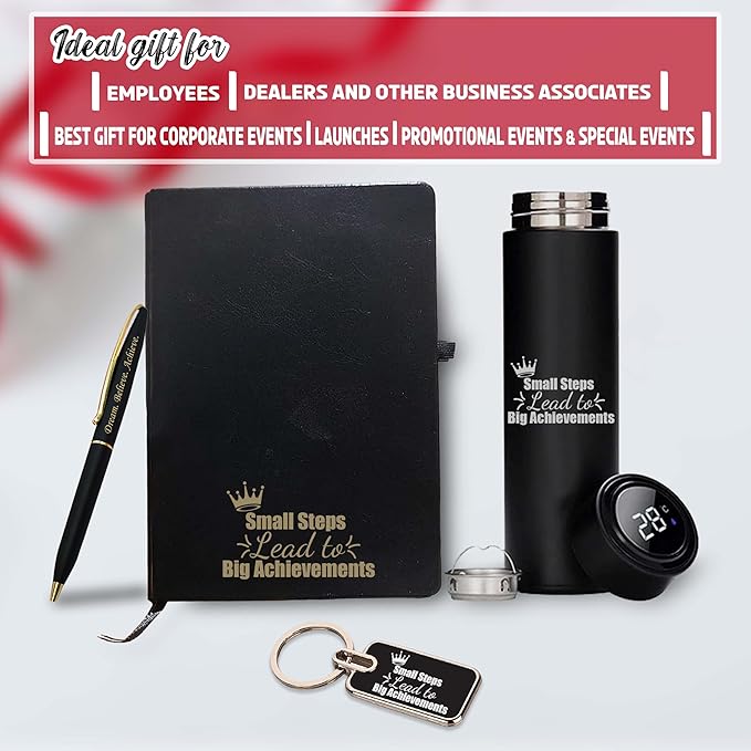 Corporate Gift Set - Pen, Keychain, Bottle,& Diary with Quote Engraved.