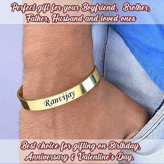 Personalized Men's Adjustable Kada - Custom Engraved Bracelet