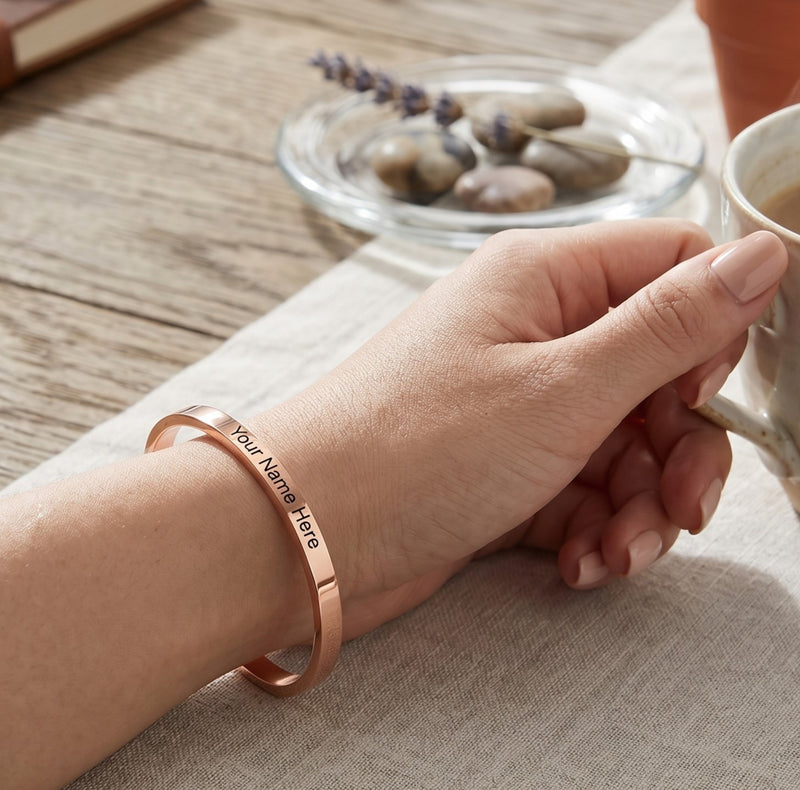 Customized Adjustable Stainless Steel Unisex Kada With Name Engraved.