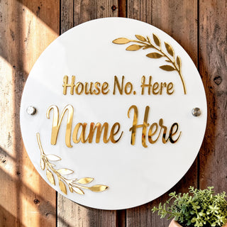 Customized Round Acrylic Name Plate with Name & House Number.