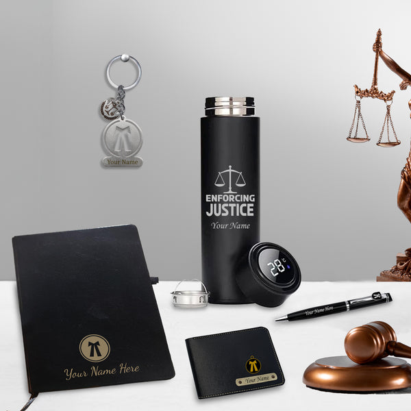 Advocate Gift Set: Personalized Keychain, Bottle, Pen, Wallet & Diary.