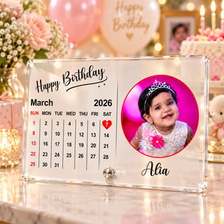 Acrylic 4x6 Inches Calendar Photo Frame with Stand- Customized With Your Picture & Your Memorable Date.