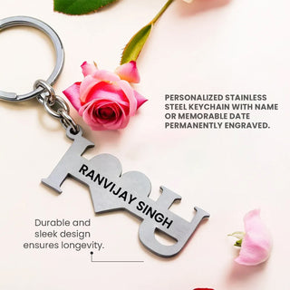 Personalized Stainless Steel Love Keychain with Engraved Name – Gift for Special One.