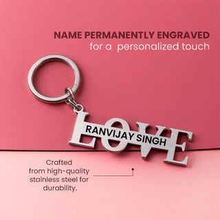 Personalized Stainless Steel Love Keychain with Engraved Name – Gift for Special One.