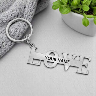 Personalized Stainless Steel Love Keychain with Engraved Name – Gift for Special One.