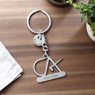 Custom Stainless Steel Keychain with Name Engraving – Profession-Themed Design