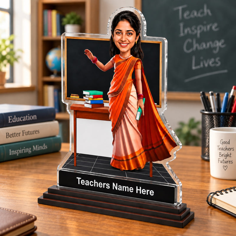 Customized Teacher Caricature with Photo | Personalized Face Changing Caricature Gift for Teacher, Sir, Ma’am, Professor & Mentor | Unique Teachers Day Gift (Copy)
