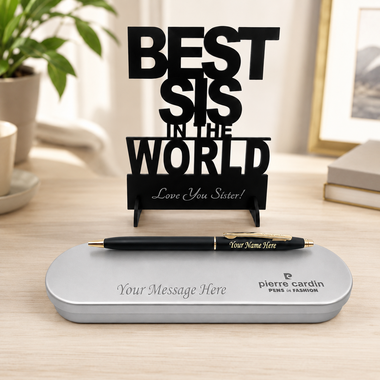 Customized Pen with Name Engraved & Best Sis Acrylic Stand