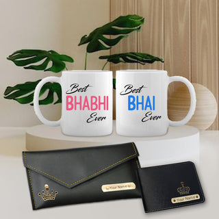 Men's Wallet & Sling Bag with Best Bhaiya/Bhabhi Mug Set.