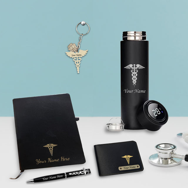 Doctor's Gift Set: Custom Keychain, Bottle, Pen, Wallet & Diary