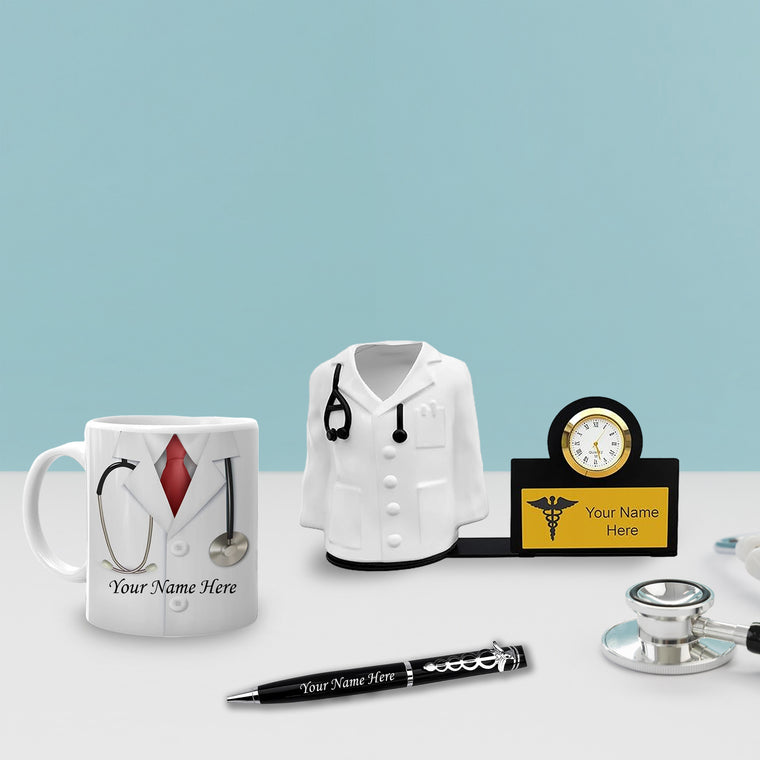 Doctor's Desk Set: Pen, Pen Stand with Coffee Mug.