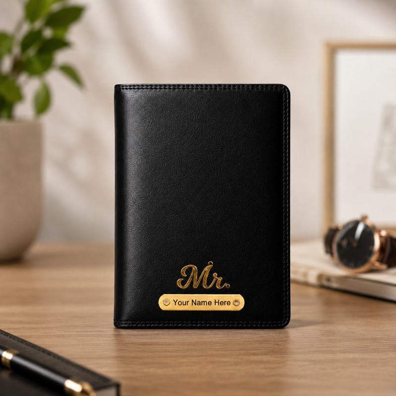 Customized Leather A5 Journal Diary with Name & Charm Engraved.