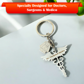 Custom Stainless Steel Keychain with Name Engraving – Profession-Themed Design