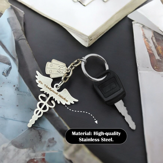 Custom Stainless Steel Keychain with Name Engraving – Profession-Themed Design