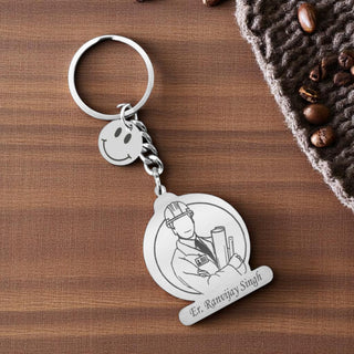 Custom Stainless Steel Keychain with Name Engraving – Profession-Themed Design