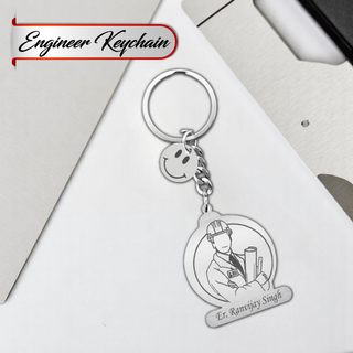 Custom Stainless Steel Keychain with Name Engraving – Profession-Themed Design