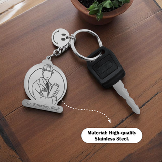Custom Stainless Steel Keychain with Name Engraving – Profession-Themed Design