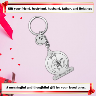 Custom Stainless Steel Keychain with Name Engraving – Profession-Themed Design