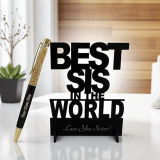 Personalized Black Matte Finish Slim Pen with best sis stand