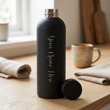 Customized 500ml Stainless Steel Water Bottle – Customized Name Engraved Rubber Finish Insulated Flask