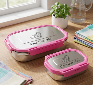 Customized Kids Lunch Box with Name and Cartoon Character Engraved.