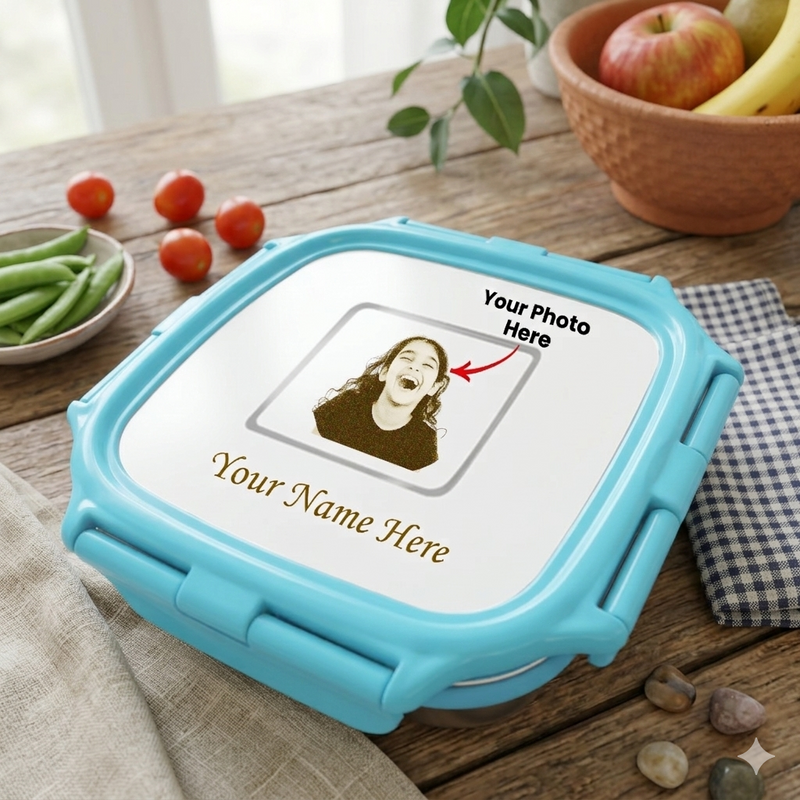 Custom Kids Stainless Steel Lunch Box – Photo & Name Printed.