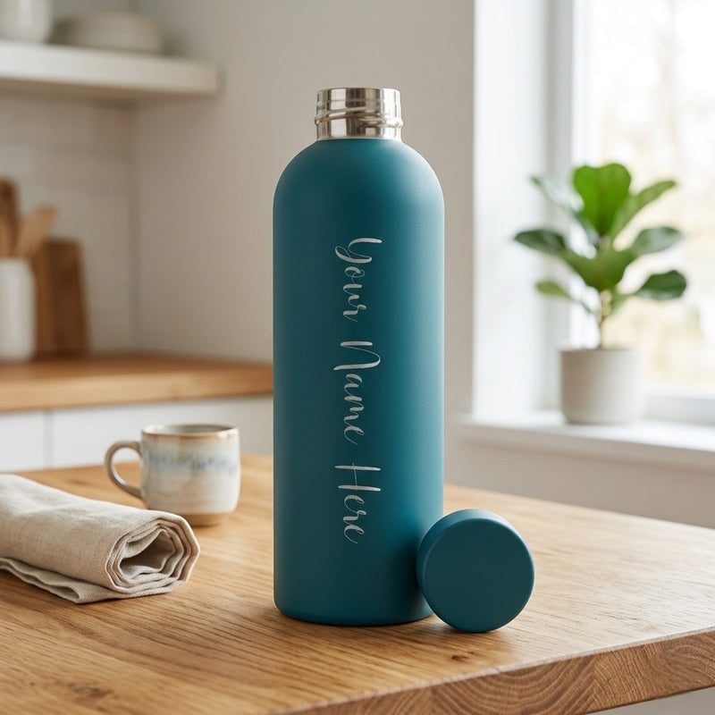 Customized 500ml Stainless Steel Water Bottle – Customized Name Engraved Rubber Finish Insulated Flask