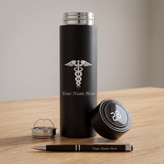 Personalized Custom Doctor's logo & Name Engraved Water Bottle.