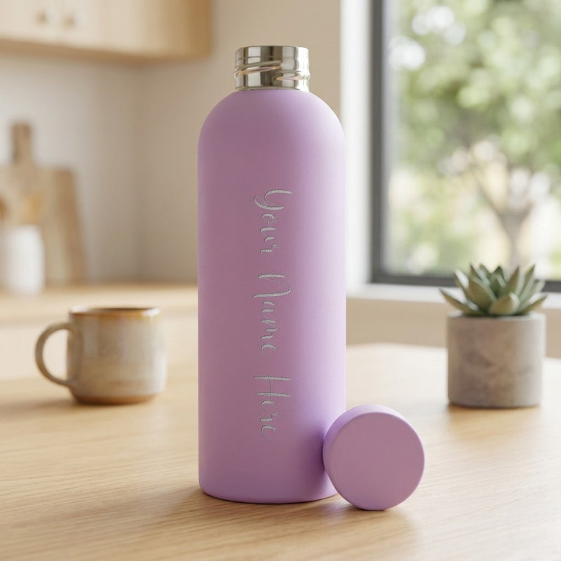 Customized 500ml Stainless Steel Water Bottle – Customized Name Engraved Rubber Finish Insulated Flask