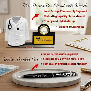 Customized Doctor's Desk Set: Pen, Pen Stand with Coffee Mug.