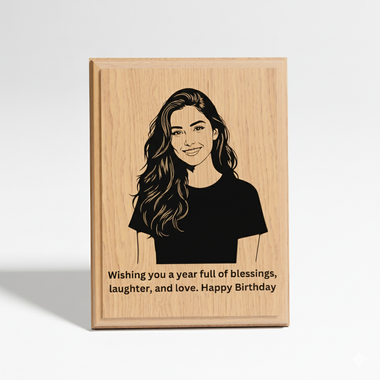 Engraved Wooden Photo Frame (6x8 Inches) – Custom Picture & Message Engraved.