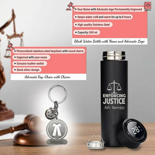 Customized Advocate Gift Set: Personalized Keychain, Bottle, Pen, Wallet & Diary.