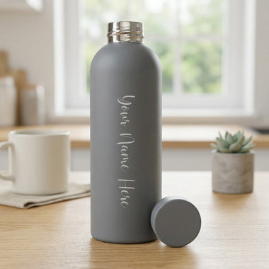 Customized 500ml Stainless Steel Water Bottle – Customized Name Engraved Rubber Finish Insulated Flask