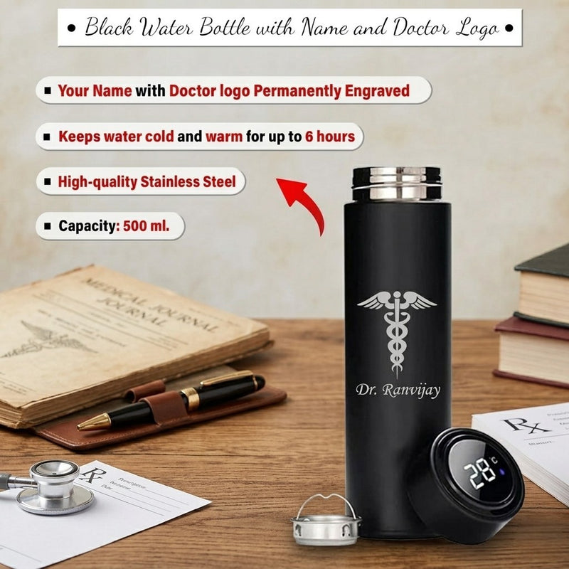 Customized Doctor's Drinkware Combo: Custom Bottle & Mug with Doctor Logo.