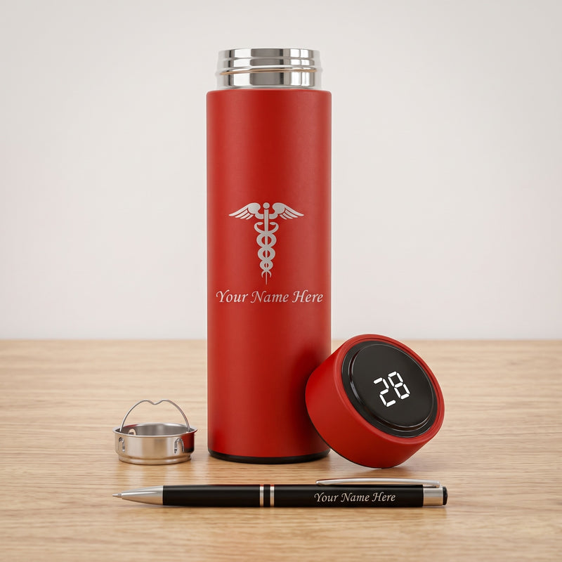 Personalized Custom Doctor's logo & Name Engraved Water Bottle.