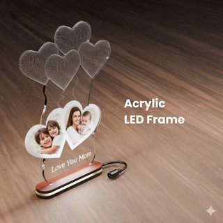 Acrylic LED Photo Frame with Heart Design – Perfect Gift for Couples on Valentine’s, Anniversary & Wedding