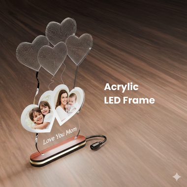 Acrylic LED Photo Frame with Heart Design – Perfect Gift for Couples on Valentine’s, Anniversary & Wedding