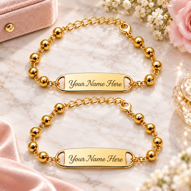 Personalized Rakhi with Name for Sister | Customized Rakhi with Name, Golden Chain Bracelet for Women (Pack of 2)