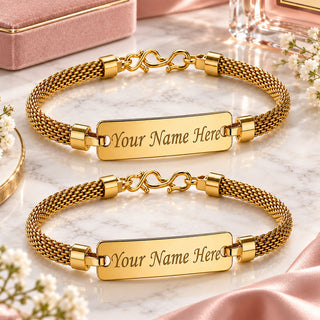 Personalized Rakhi for Brother with Name | Customized Golden Bracelet (Pack of 2)