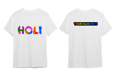 Customized Holi Theme T-Shirts with Name Printed (Pack of 3)