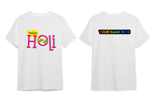 Customized Holi Theme T-Shirts with Name Printed.(Pack of 2)