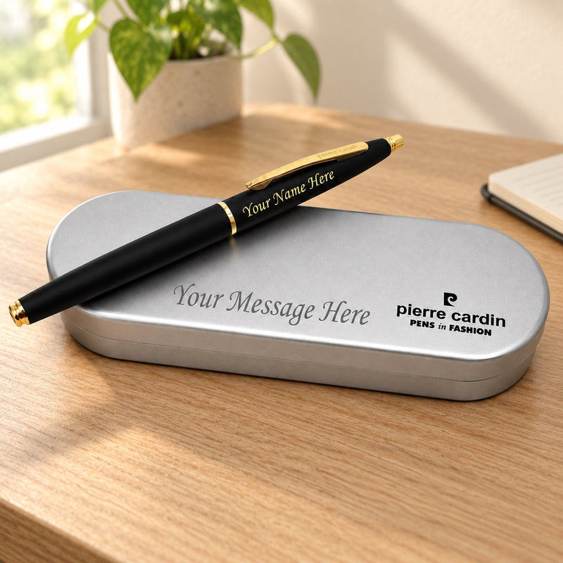 Customized Pen with Name Engraved & Message on Box | Personalized Premium Black Roller Pen Gift for Men and Women