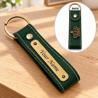 Customized Leather Keychain with Name & Charm | Personalized Keychain with Hook for Bike, Car & Home Keys