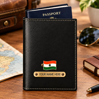 Personalized Leather Passport Cover with Name & Metal Charm | Customized Passport Cover for Men & Women | Customised Leather Passport Holder