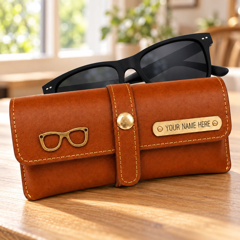 Personalized Leather Eyewear Case For Men/Women with Name & Charm.