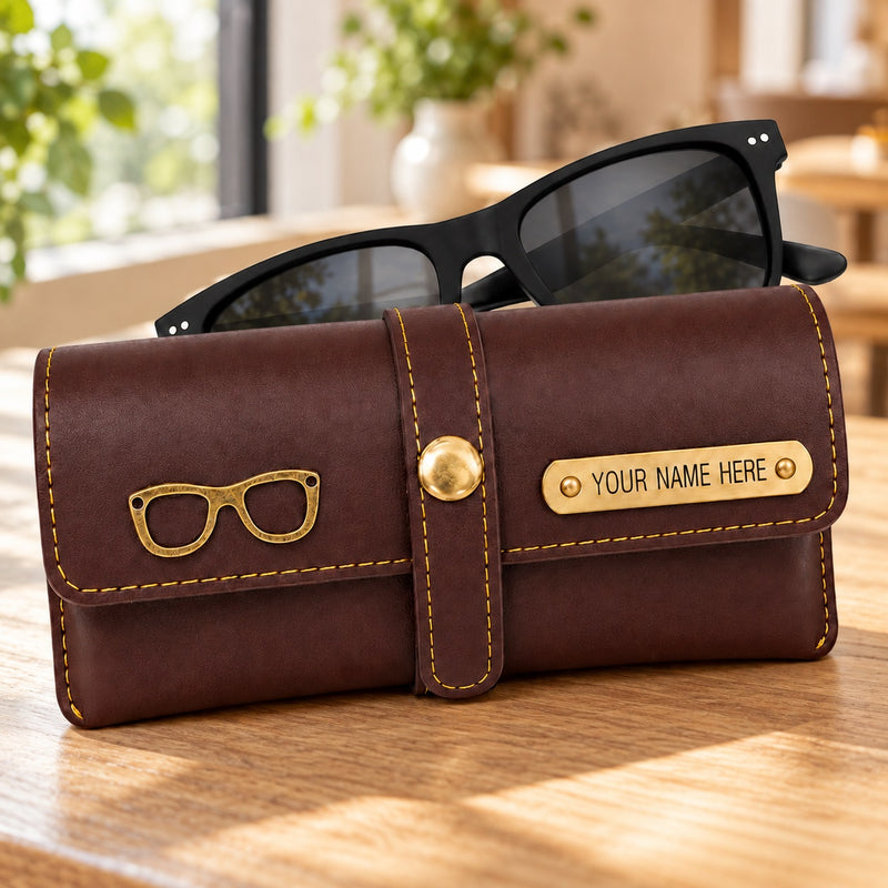 Personalized Leather Eyewear Case For Men/Women with Name & Charm.