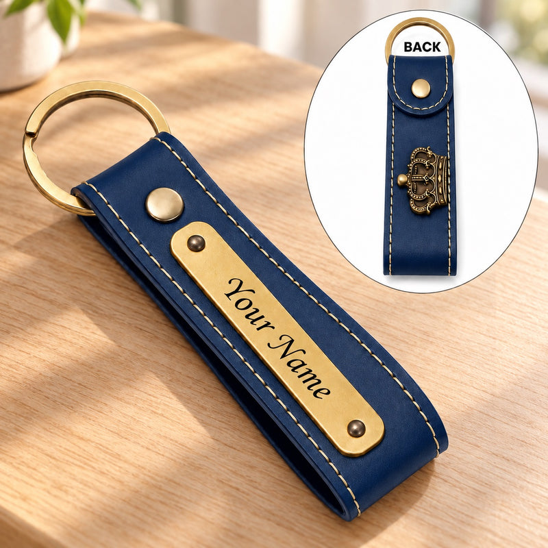 Customized Leather Keychain with Name & Charm | Personalized Keychain with Hook for Bike, Car & Home Keys