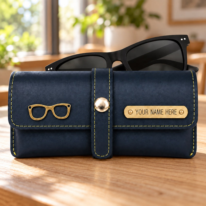 Personalized Leather Eyewear Case For Men/Women with Name & Charm.