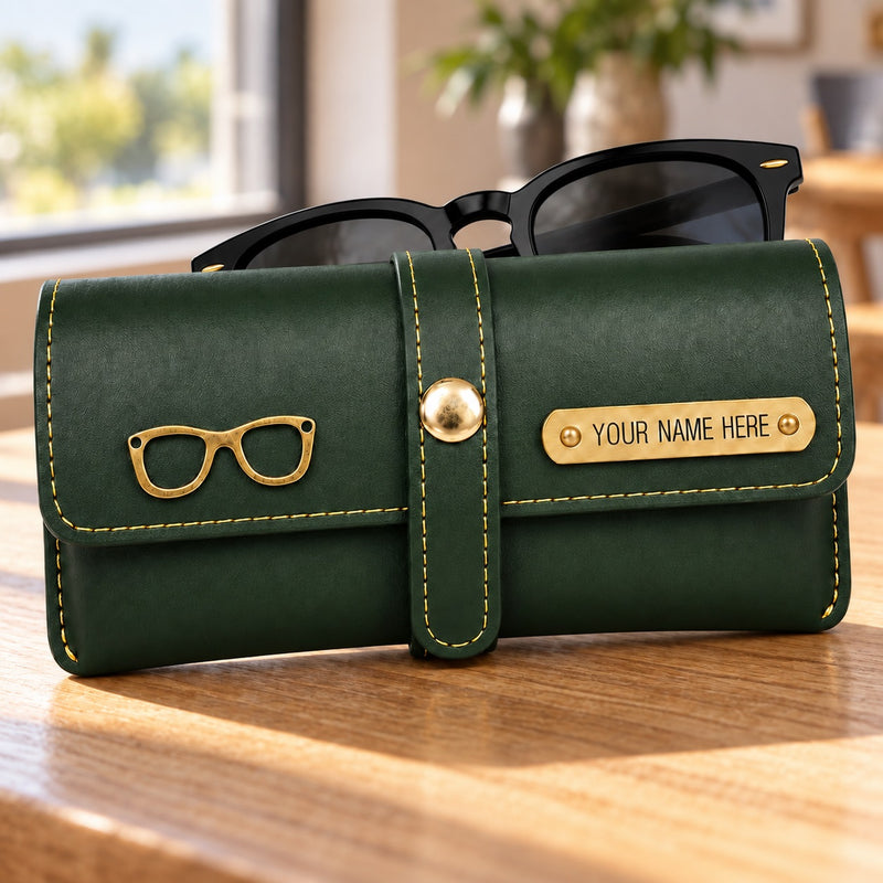 Personalized Leather Eyewear Case For Men/Women with Name & Charm.