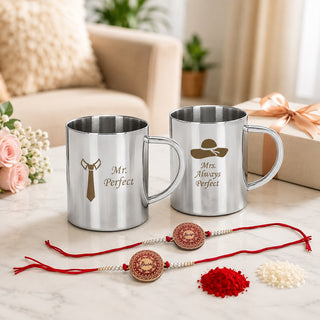 Stainless Steel Couple Mug Set for Bhai-Bhabhi on Rakshabandhan